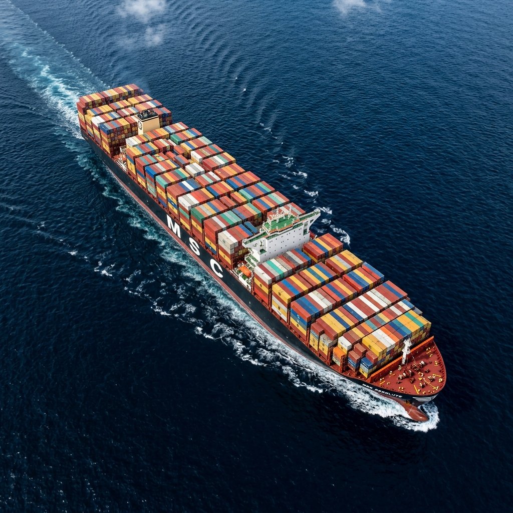 Top down view of cargo ship